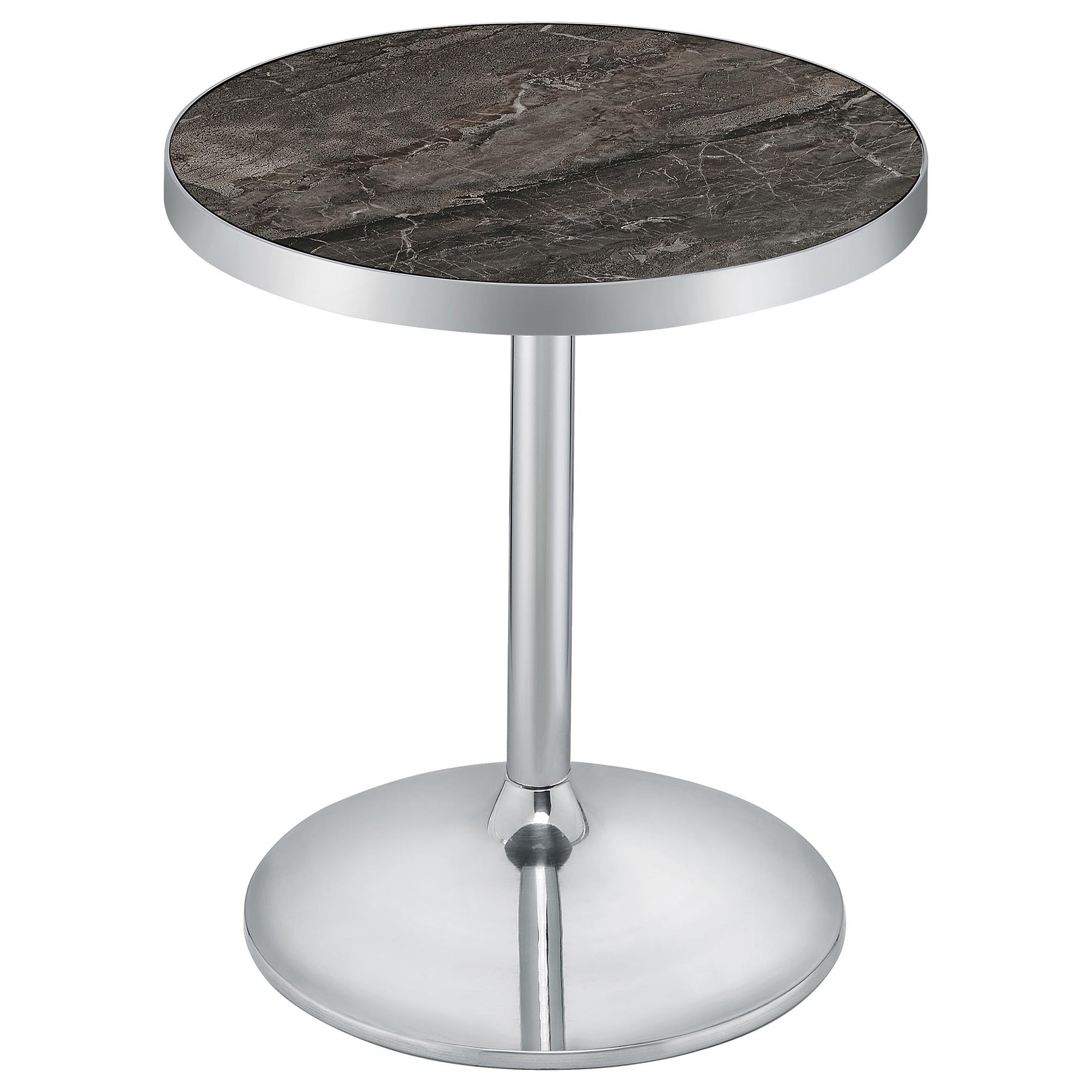 Cazen Grey Round Faux Marble Top Pedestal Side Table - Ornate Home