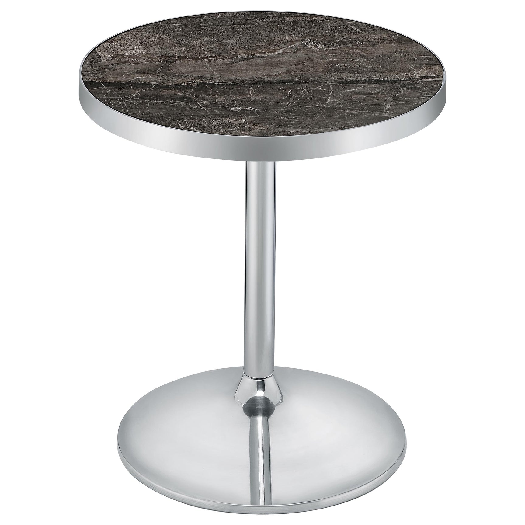 Cazen Grey Round Faux Marble Top Pedestal Side Table - Ornate Home