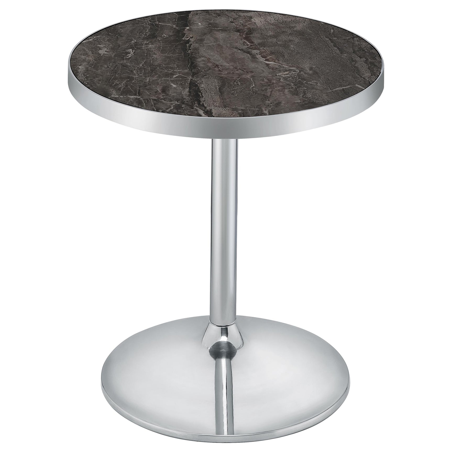 Cazen Grey Round Faux Marble Top Pedestal Side Table - Ornate Home
