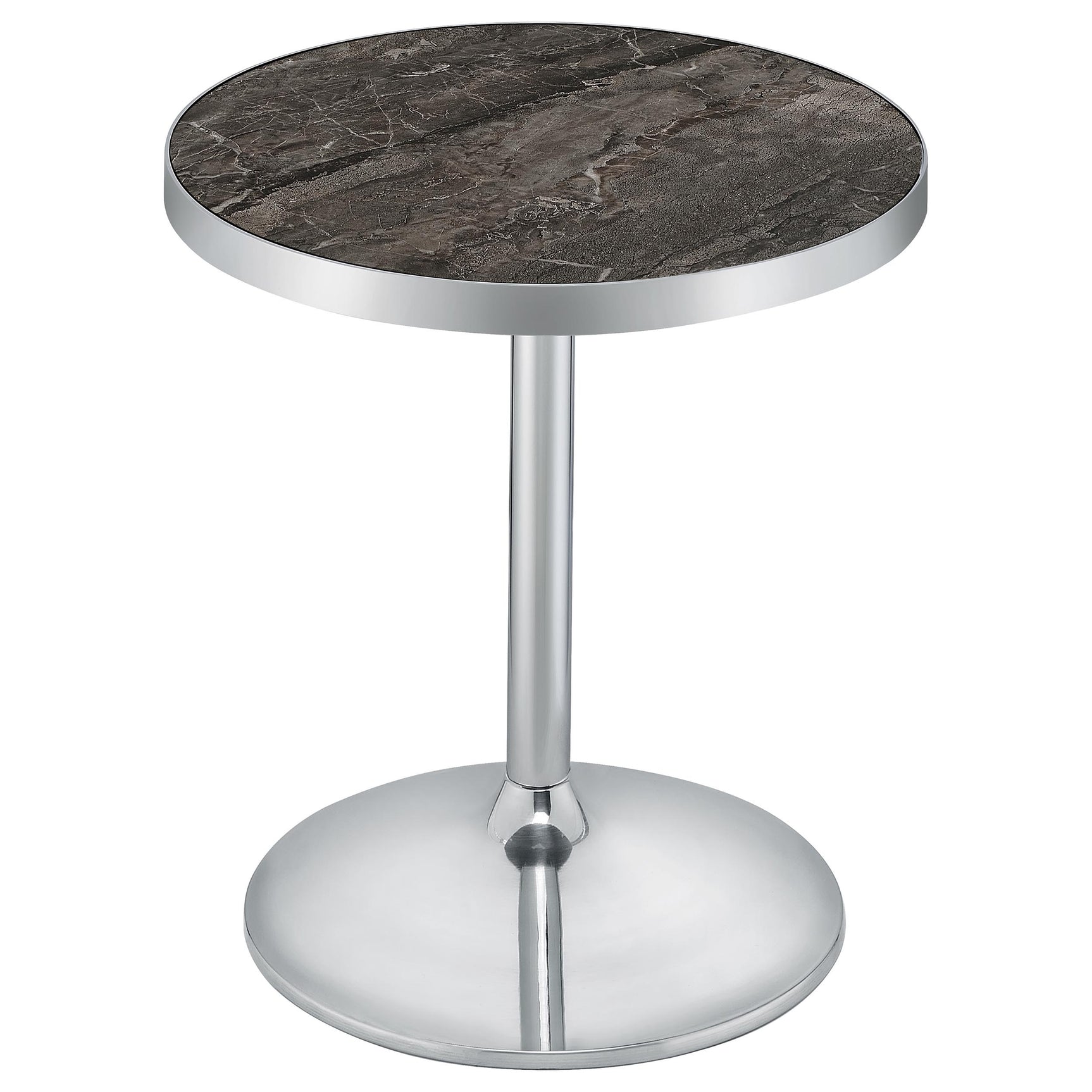 Cazen Grey Round Faux Marble Top Pedestal Side Table - Ornate Home