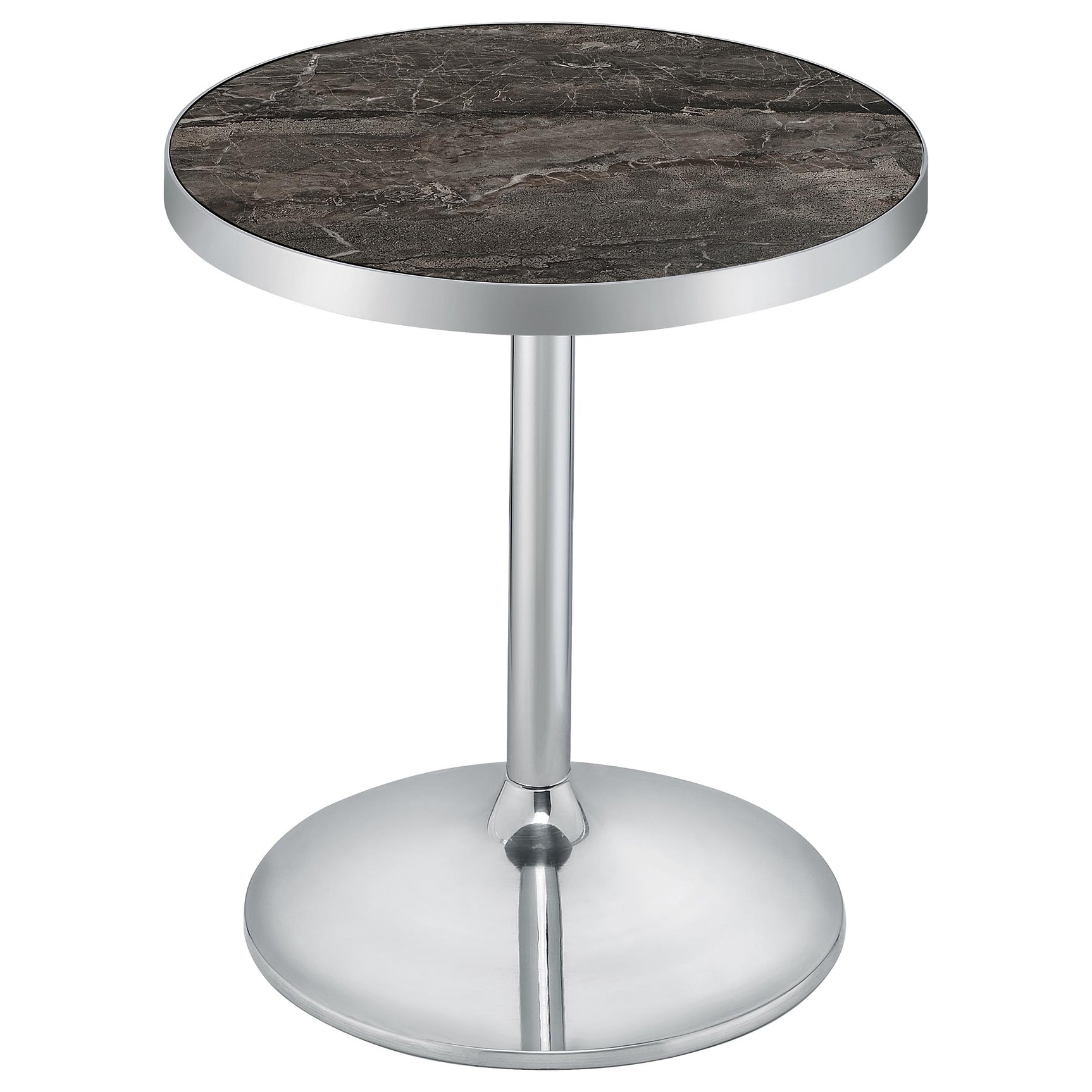 Cazen Grey Round Faux Marble Top Pedestal Side Table - Ornate Home