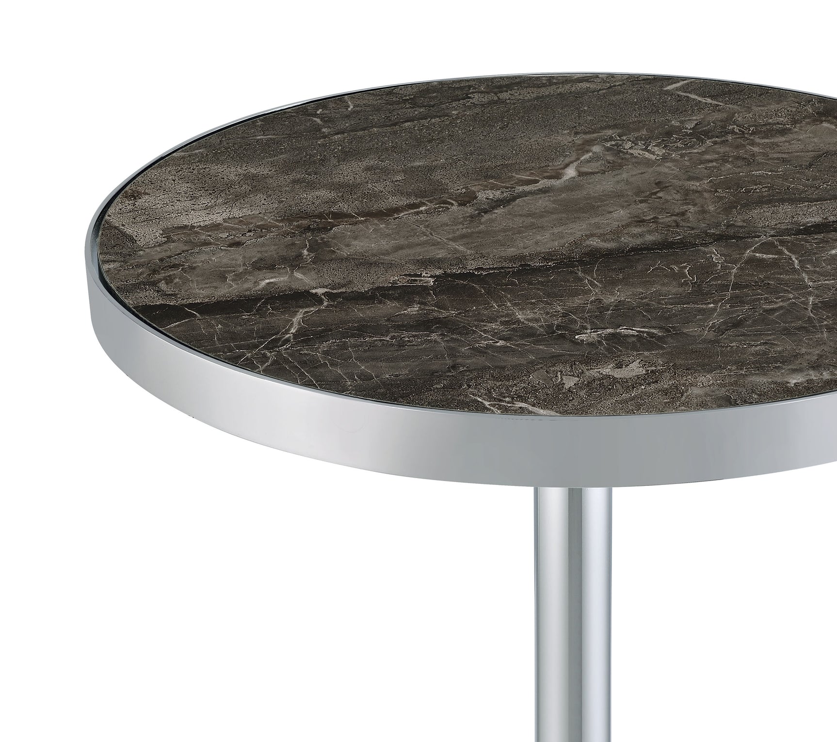 Cazen Grey Round Faux Marble Top Pedestal Side Table - Ornate Home