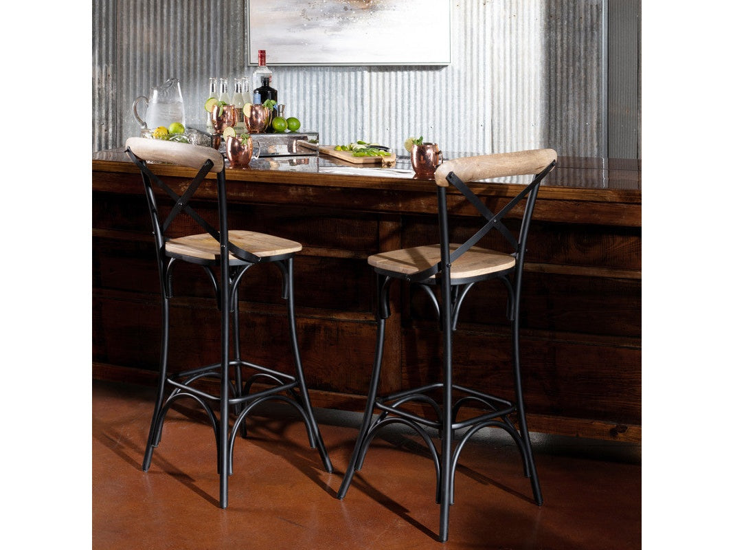 Cedar Creek Brown/Black Barstool (Set of 2) - Ornate Home