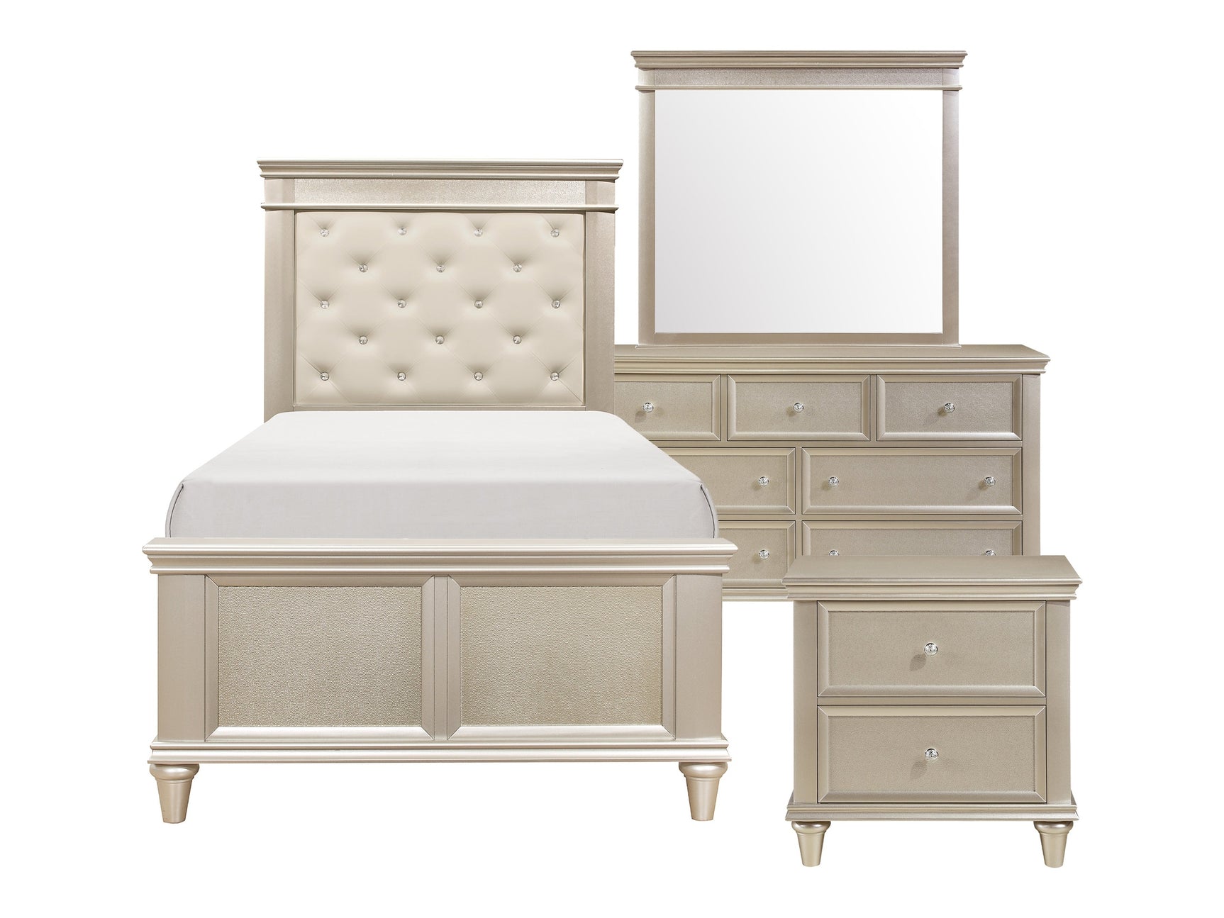 Celandine Silver 4-piece Twin Bedroom Set - Ornate Home