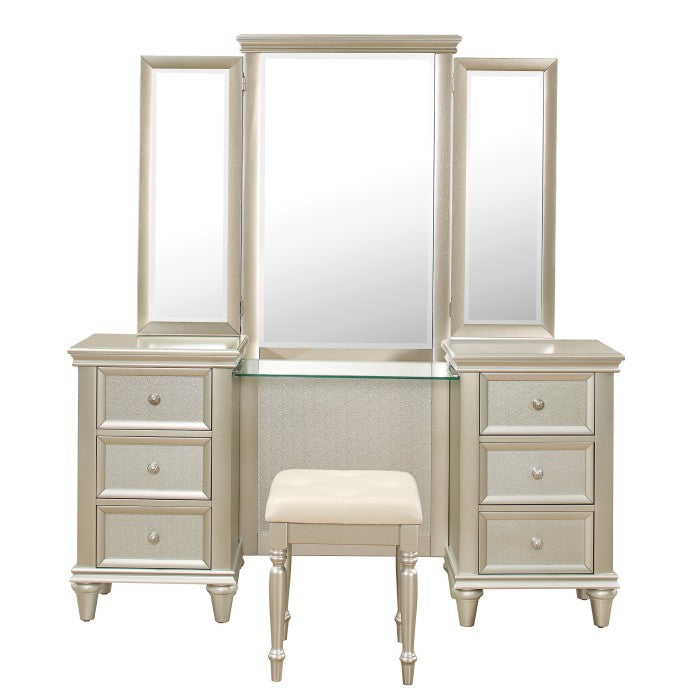 Celandine Silver Vanity Dresser with Mirror - Ornate Home