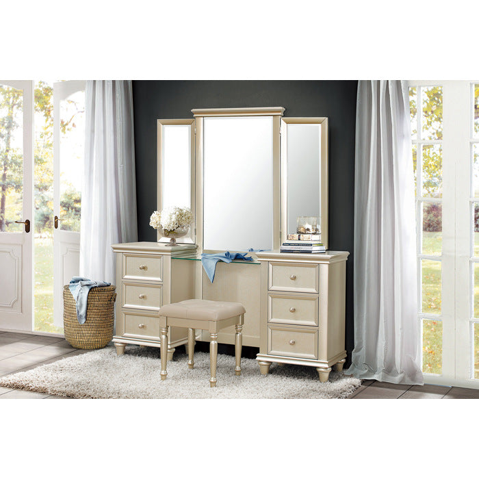 Celandine Silver Vanity Stool - Ornate Home