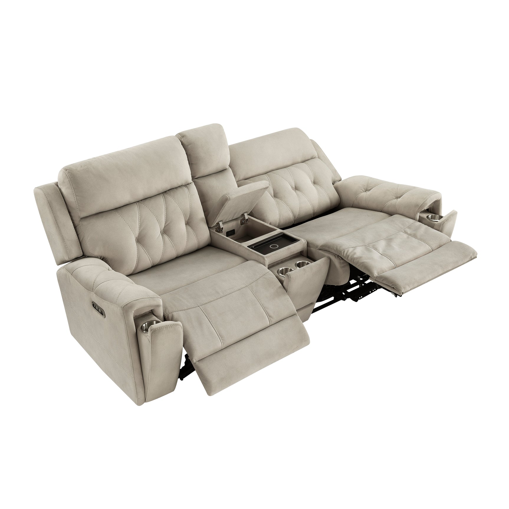 Celeste Taupe Power Double Reclining Loveseat - Ornate Home