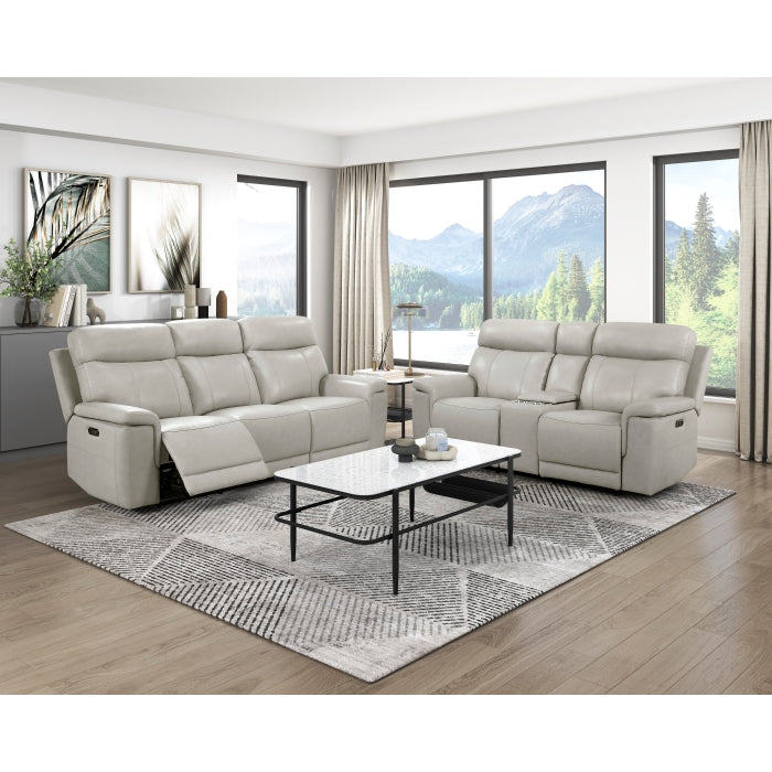 Celestia Beige Power Double Reclining Loveseat With Power Headrest And Center Console - Ornate Home