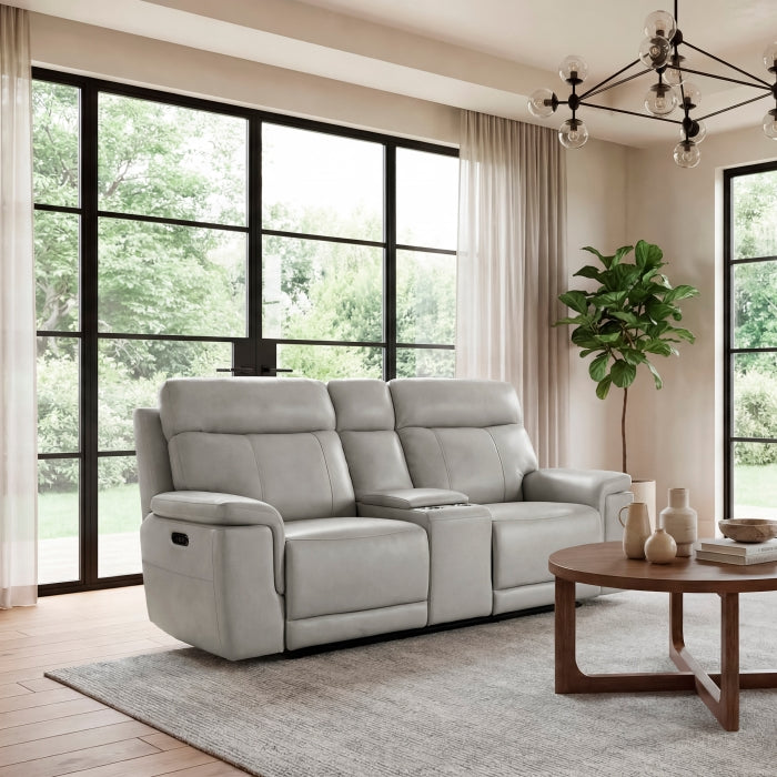 Celestia Beige Power Double Reclining Loveseat With Power Headrest And Center Console - Ornate Home