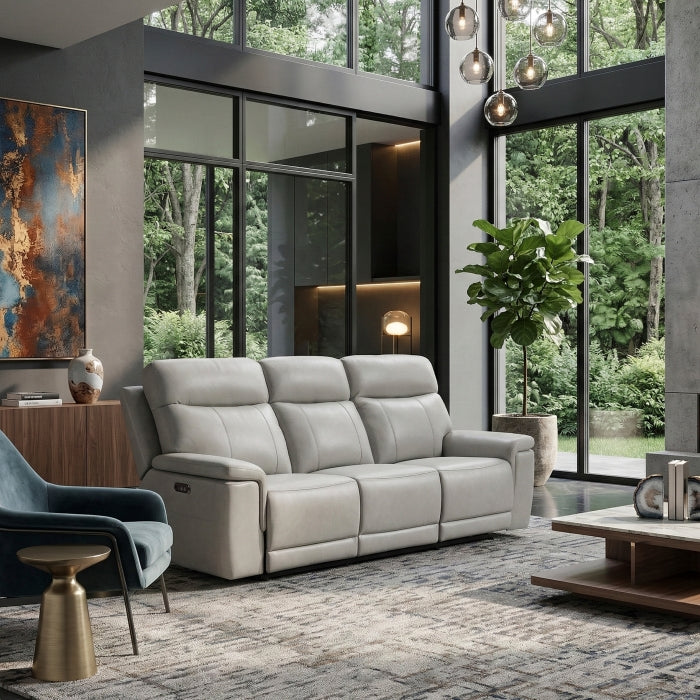 Celestia Beige Power Double Reclining Sofa With Power Headrest - Ornate Home