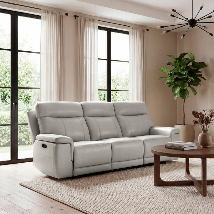 Celestia Beige Power Double Reclining Sofa With Power Headrest - Ornate Home