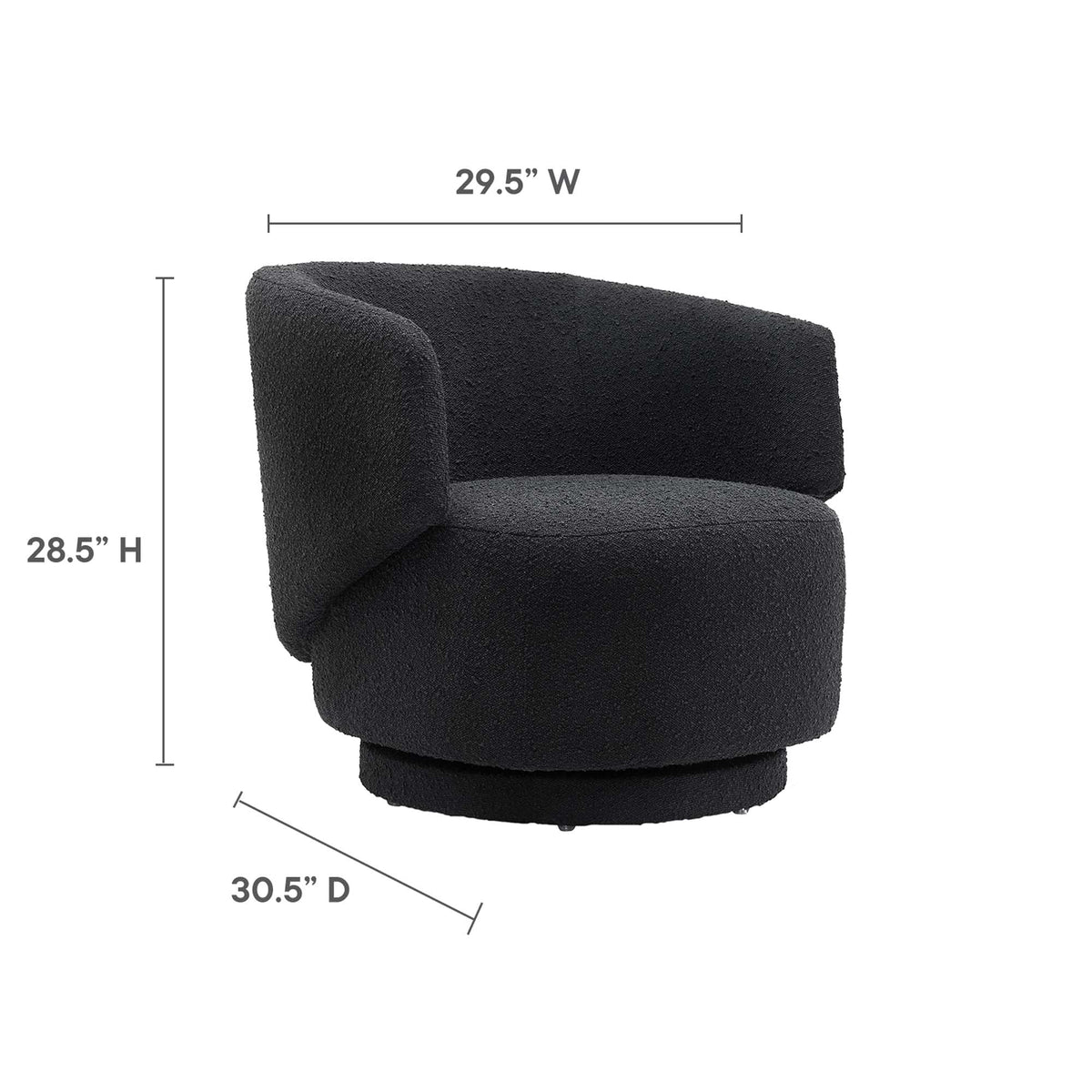 Celestia Black Boucle Fabric Swivel Chair - Ornate Home