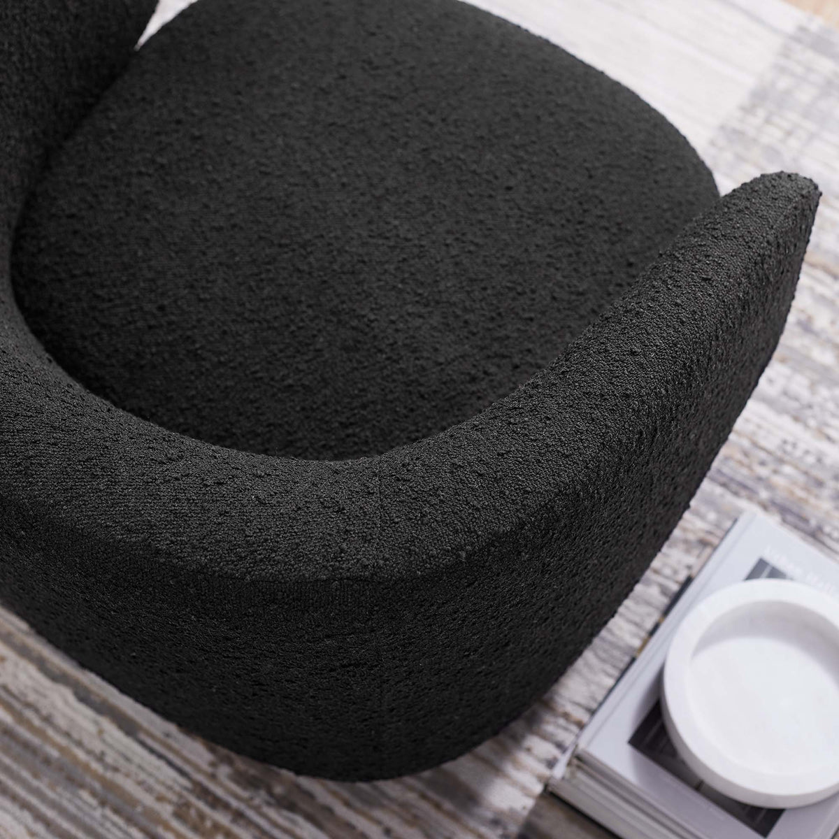 Celestia Black Boucle Fabric Swivel Chair - Ornate Home