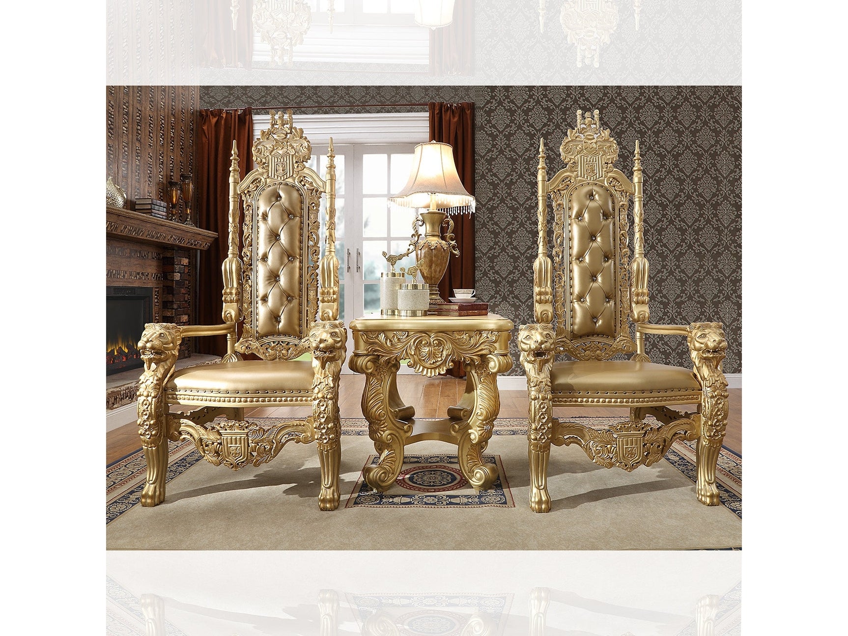 Celestia Bright Gold King Chair / HD-1801 - Ornate Home