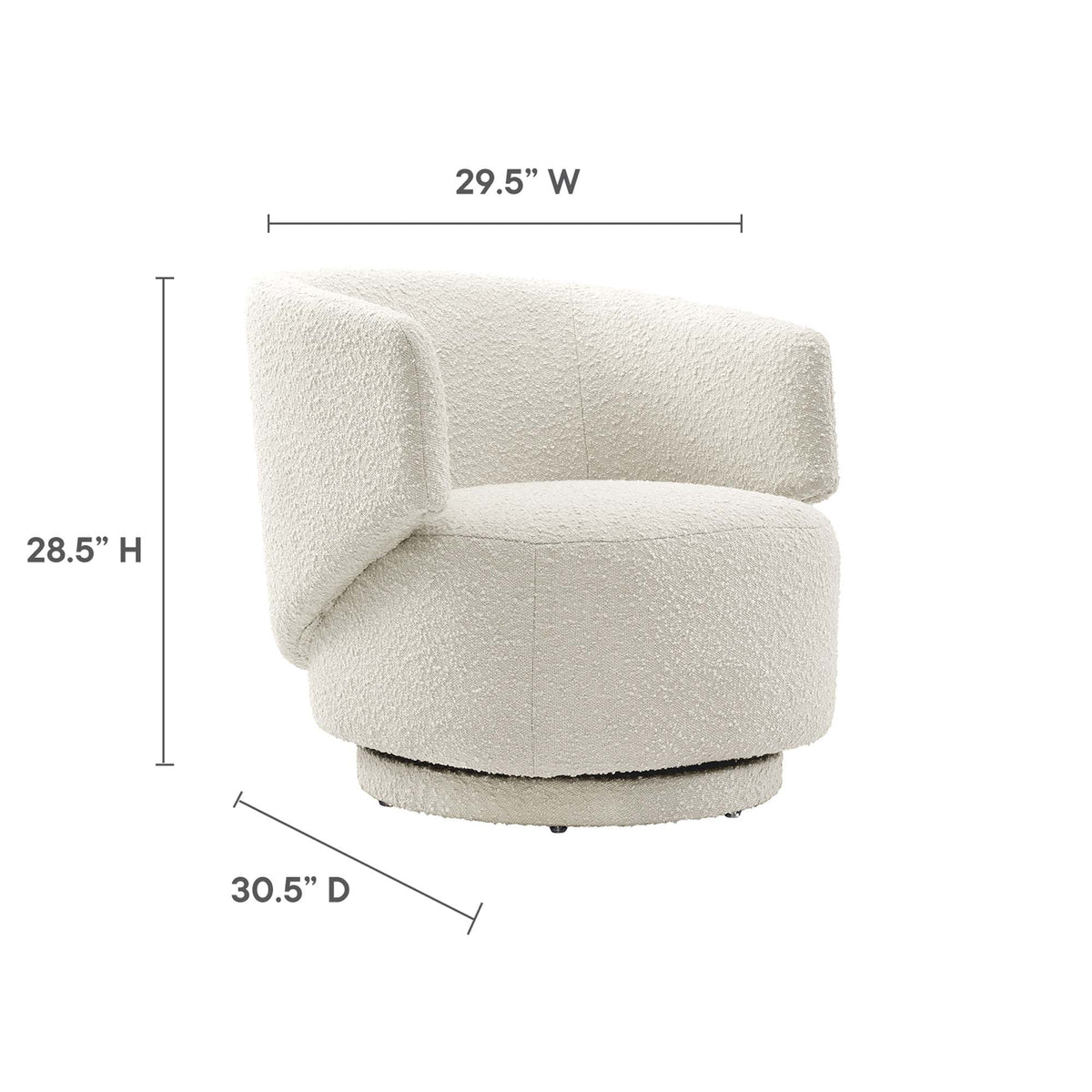 Celestia Ivory Boucle Fabric Swivel Chair - Ornate Home