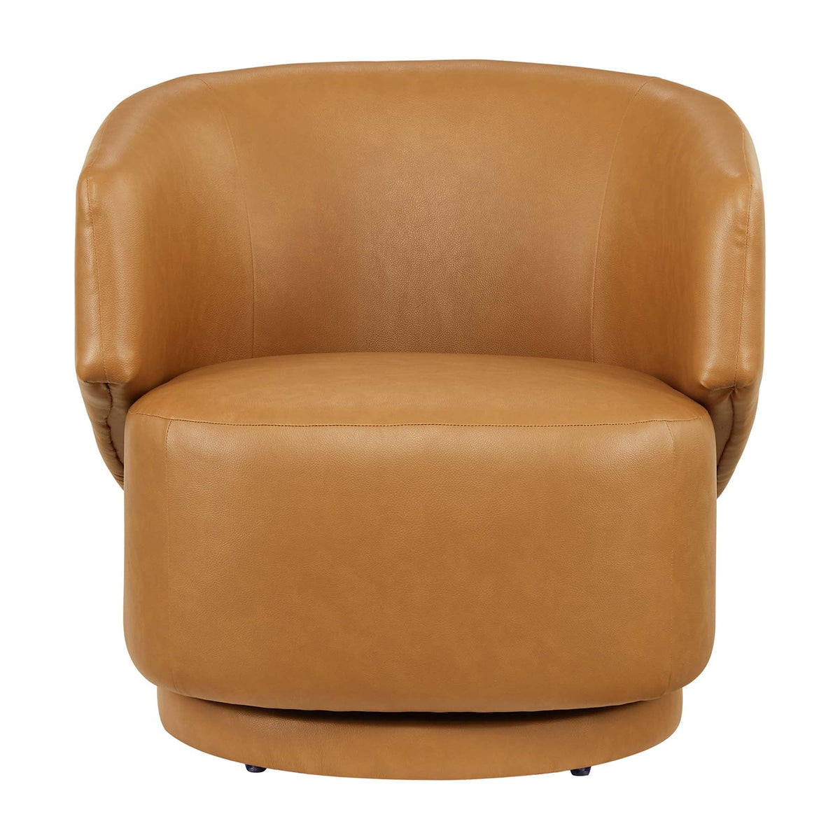 Celestia Tan Vegan Leather Fabric and Wood Swivel Chair - Ornate Home