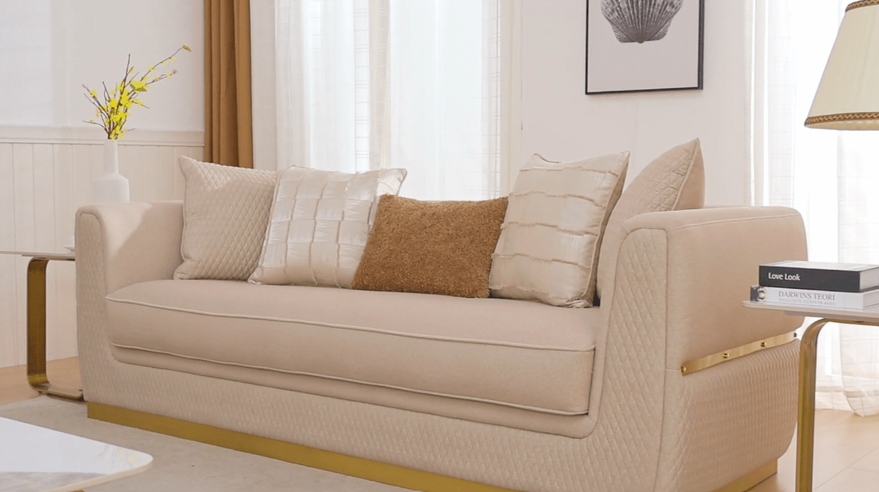 Celestial Manor White/Gold Sofa / HD-S3181 - Ornate Home