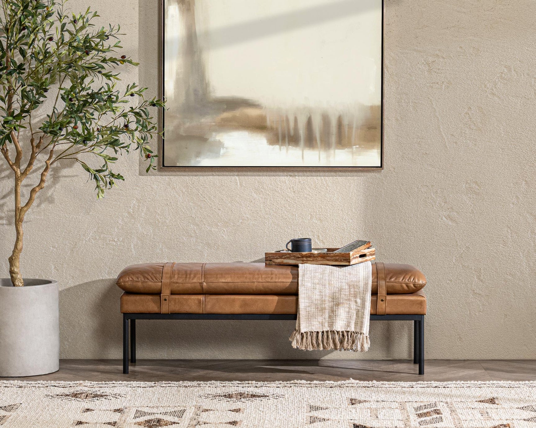 Celiah Tan Accent Bench - Ornate Home