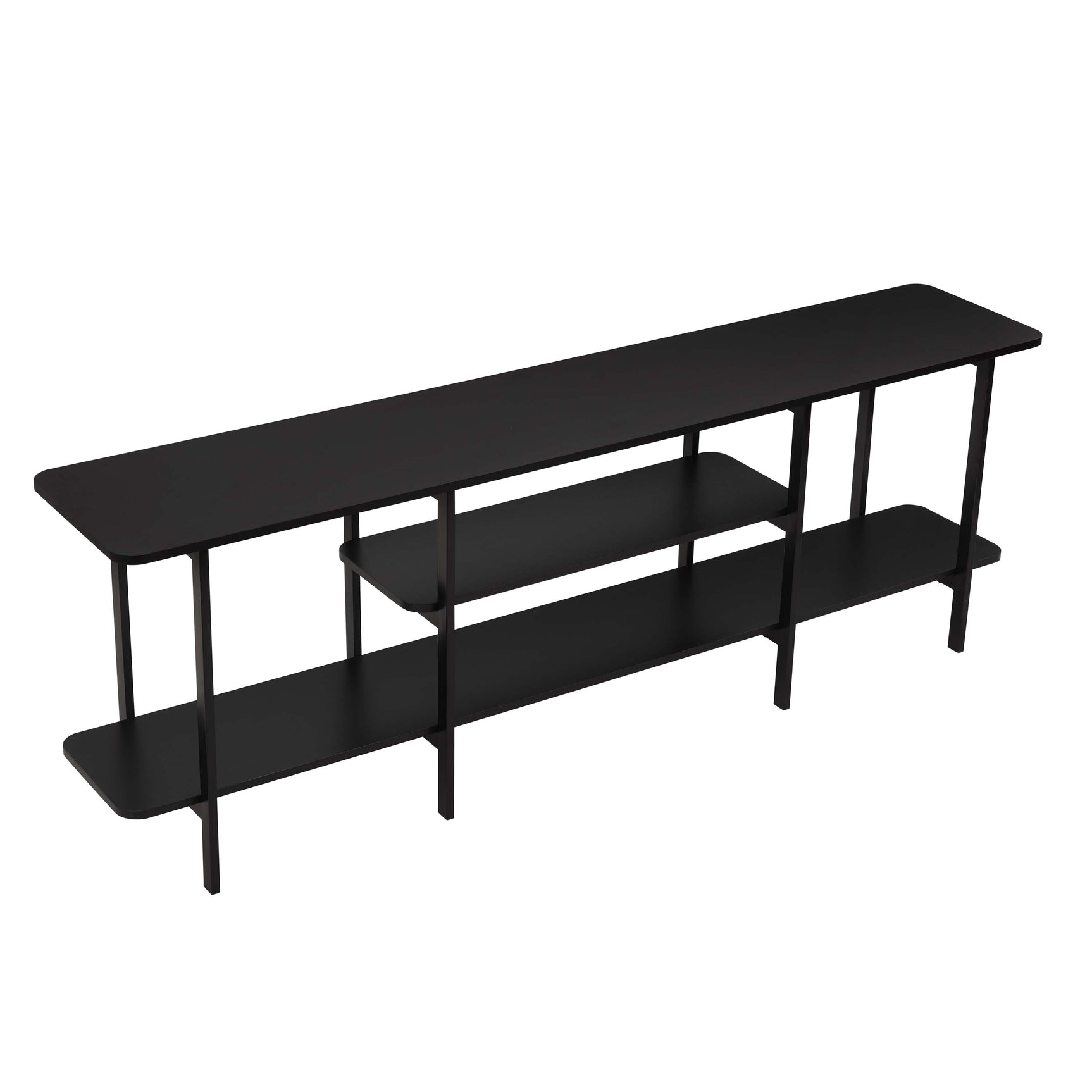 Celine Side 3 Tier Shelf Table Console in Black - Ornate Home