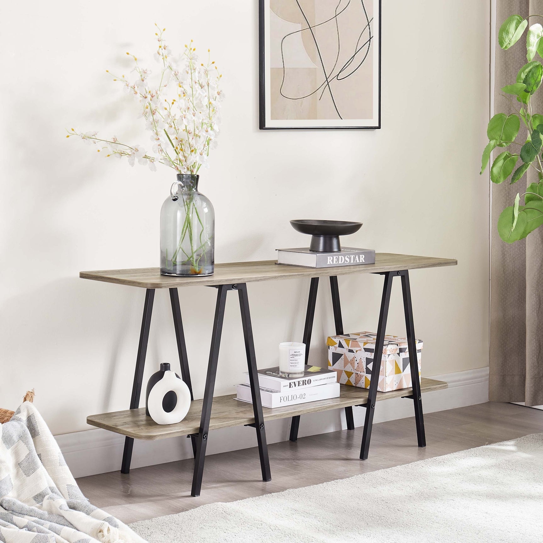 Celine Side Table Console in Rustic Grey - Ornate Home