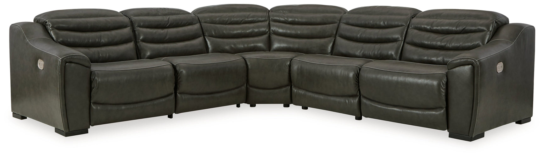 Center Line Dark Gray 5-Piece Power Reclining Sectional - Ornate Home