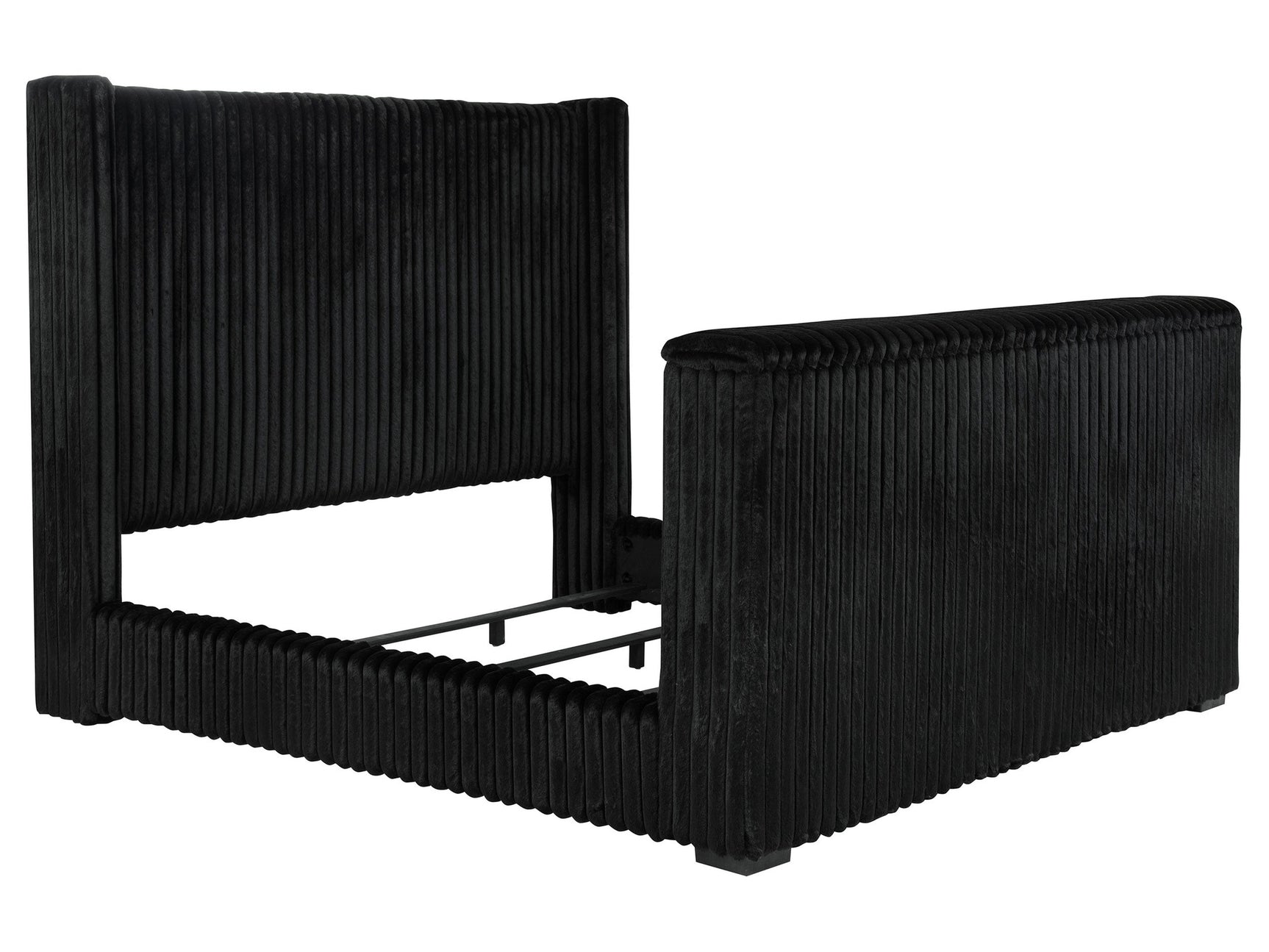 Centergrove Black Upholstered California King Wingback TV Bed - Ornate Home