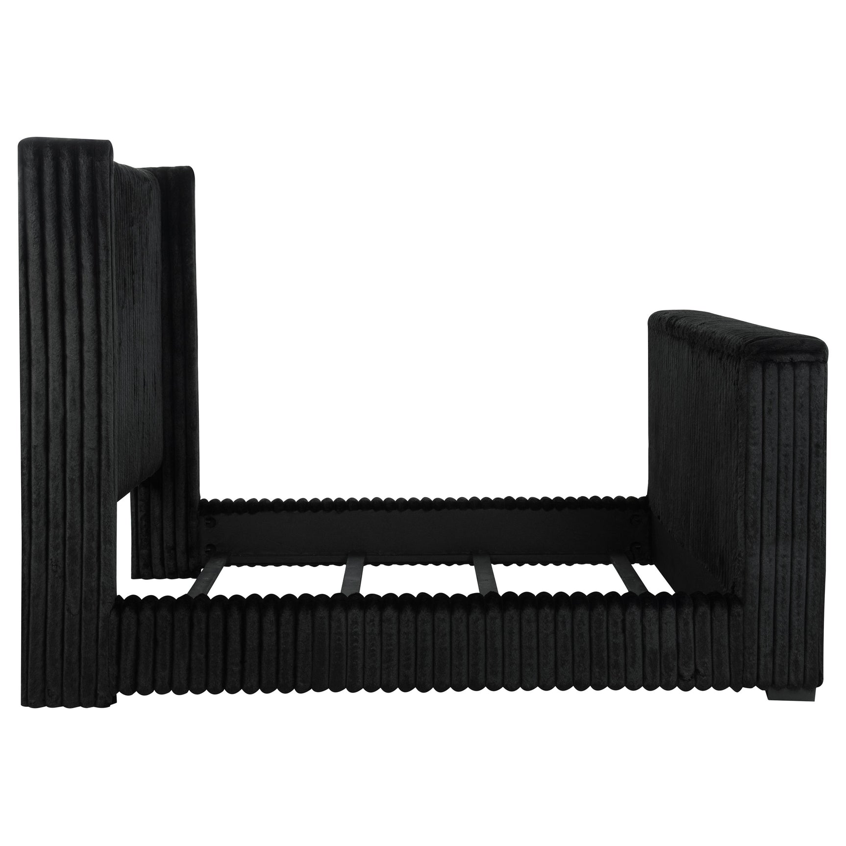 Centergrove Black Upholstered California King Wingback TV Bed - Ornate Home