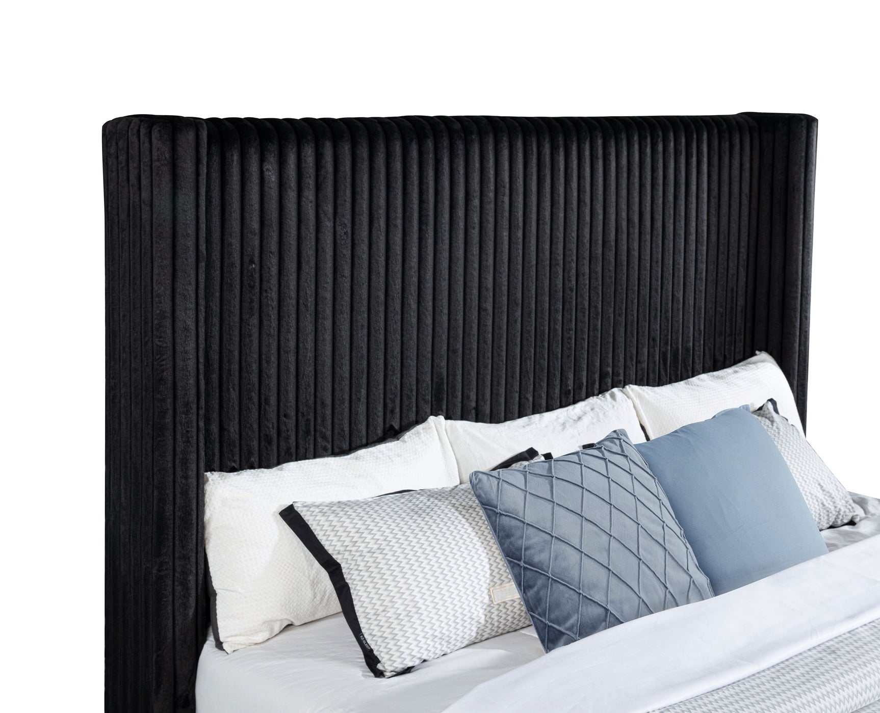 Centergrove Black Upholstered Eastern King Wingback TV Bed - Ornate Home