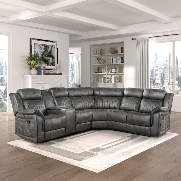 Centeroak Brown 3-Piece Reclining Sectional - Ornate Home