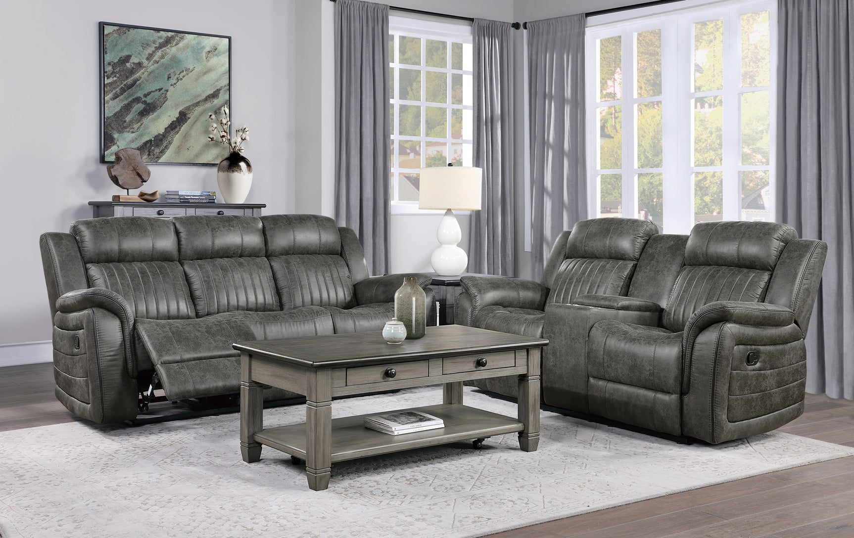 Centeroak Brown Double Reclining Loveseat - Ornate Home