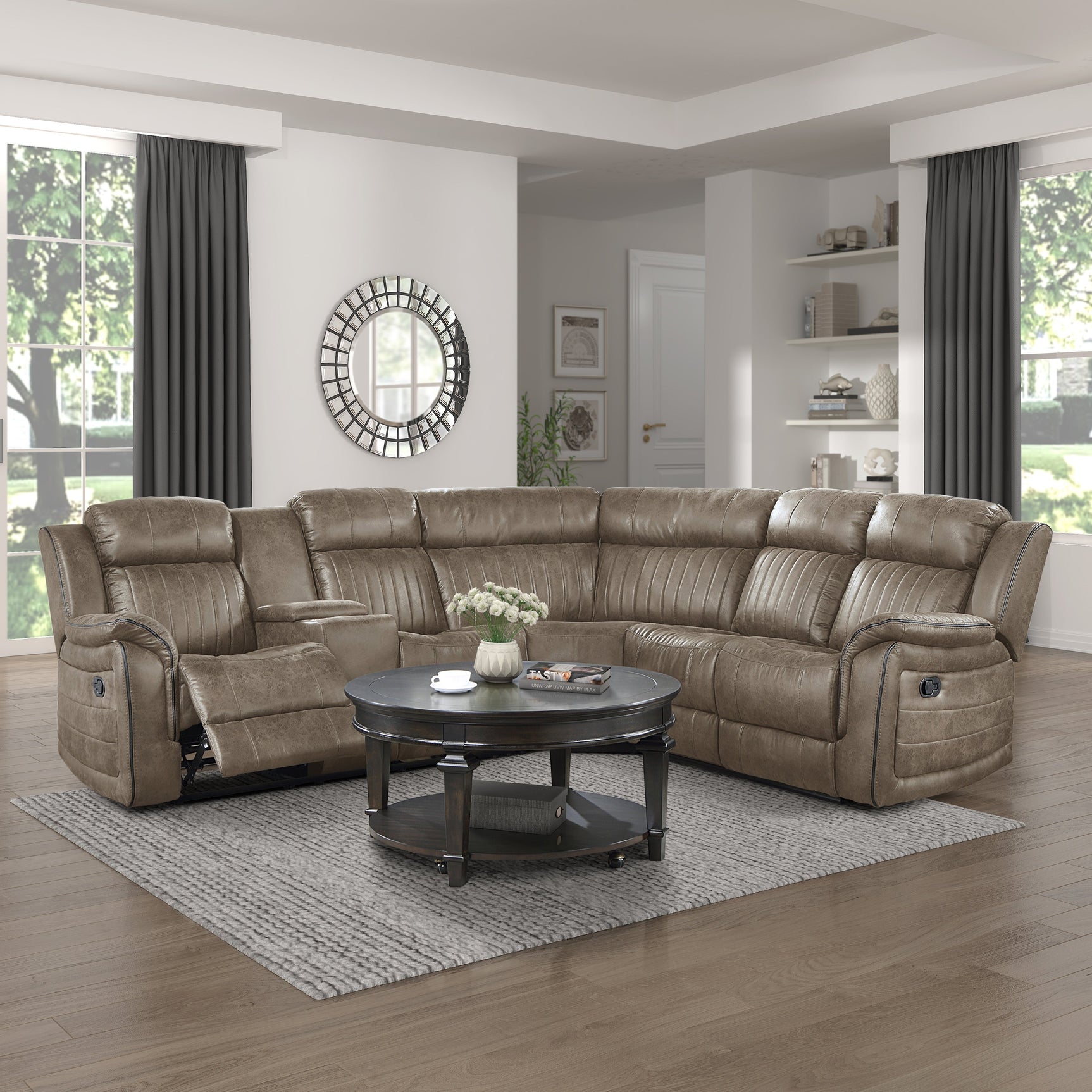 Centeroak Sandy Brown 3-Piece Reclining Sectional - Ornate Home