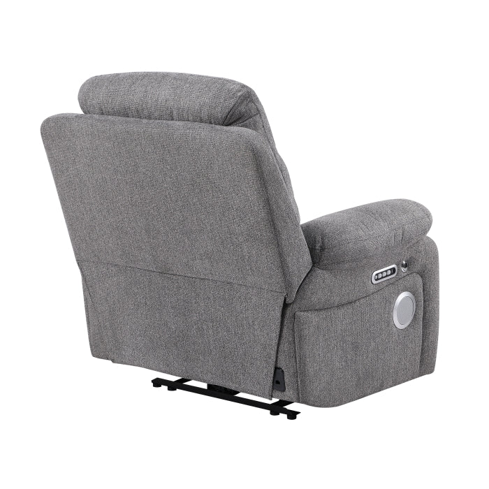 Centric Gray Power Reclining Chair With Power Headrest Power Lumbar Support Bluetooth Speakers And Charging Ports - Ornate Home