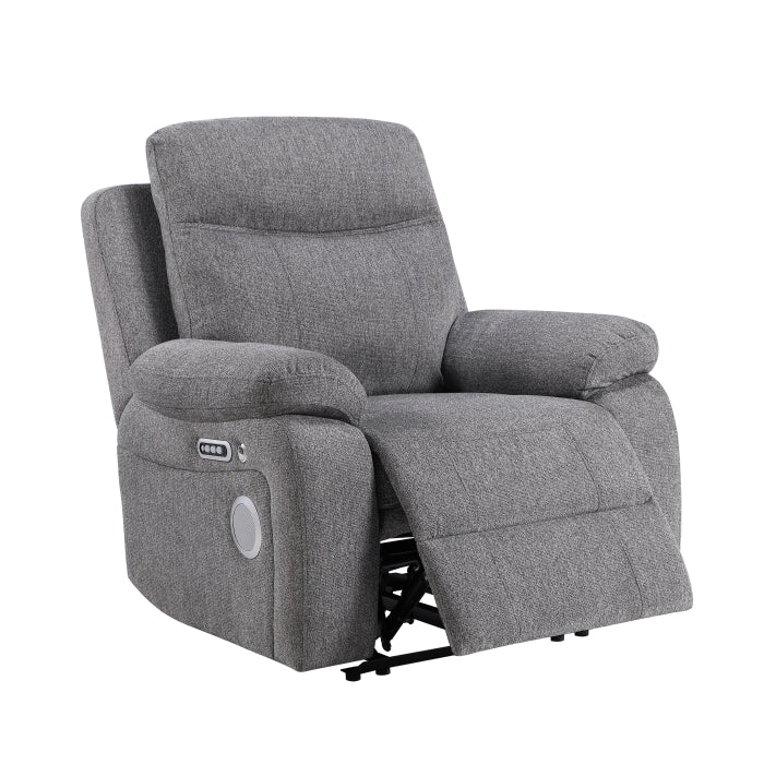 Centric Gray Power Reclining Chair With Power Headrest Power Lumbar Support Bluetooth Speakers And Charging Ports - Ornate Home