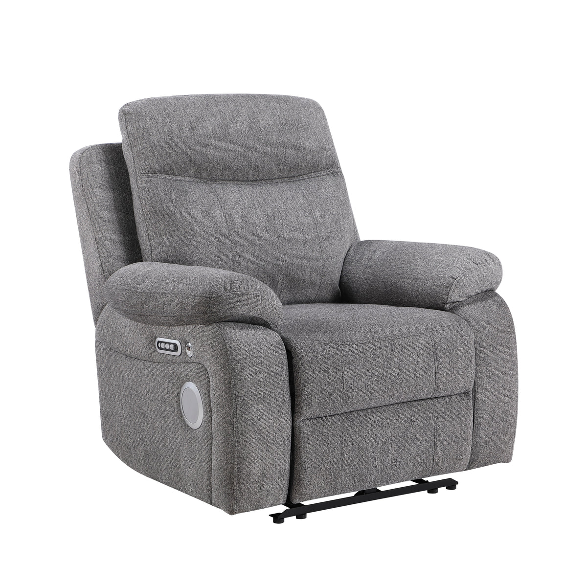 Centric Gray Power Reclining Chair With Power Headrest Power Lumbar Support Bluetooth Speakers And Charging Ports - Ornate Home