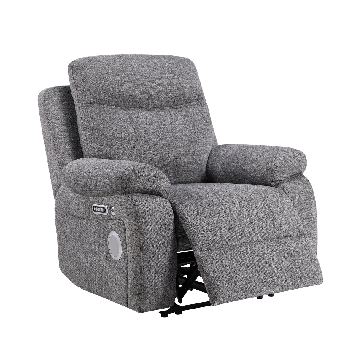 Centric Gray Power Reclining Chair With Power Headrest Power Lumbar Support Bluetooth Speakers And Charging Ports - Ornate Home