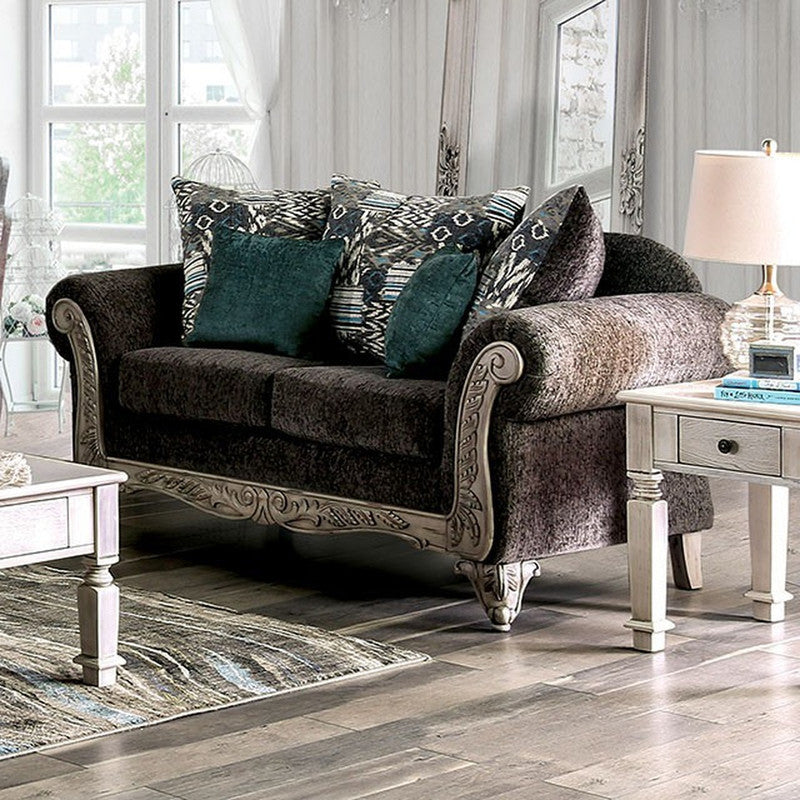 Cerise Gray/Antique White Loveseat - Ornate Home