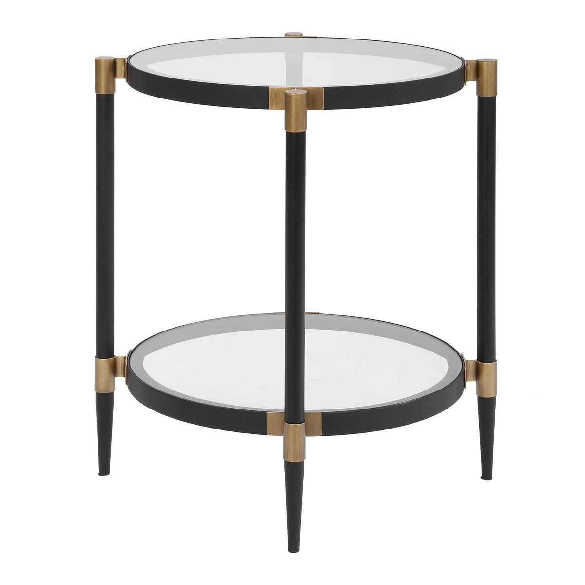 Chadid Black/Gold Round Glass Side Table - Ornate Home
