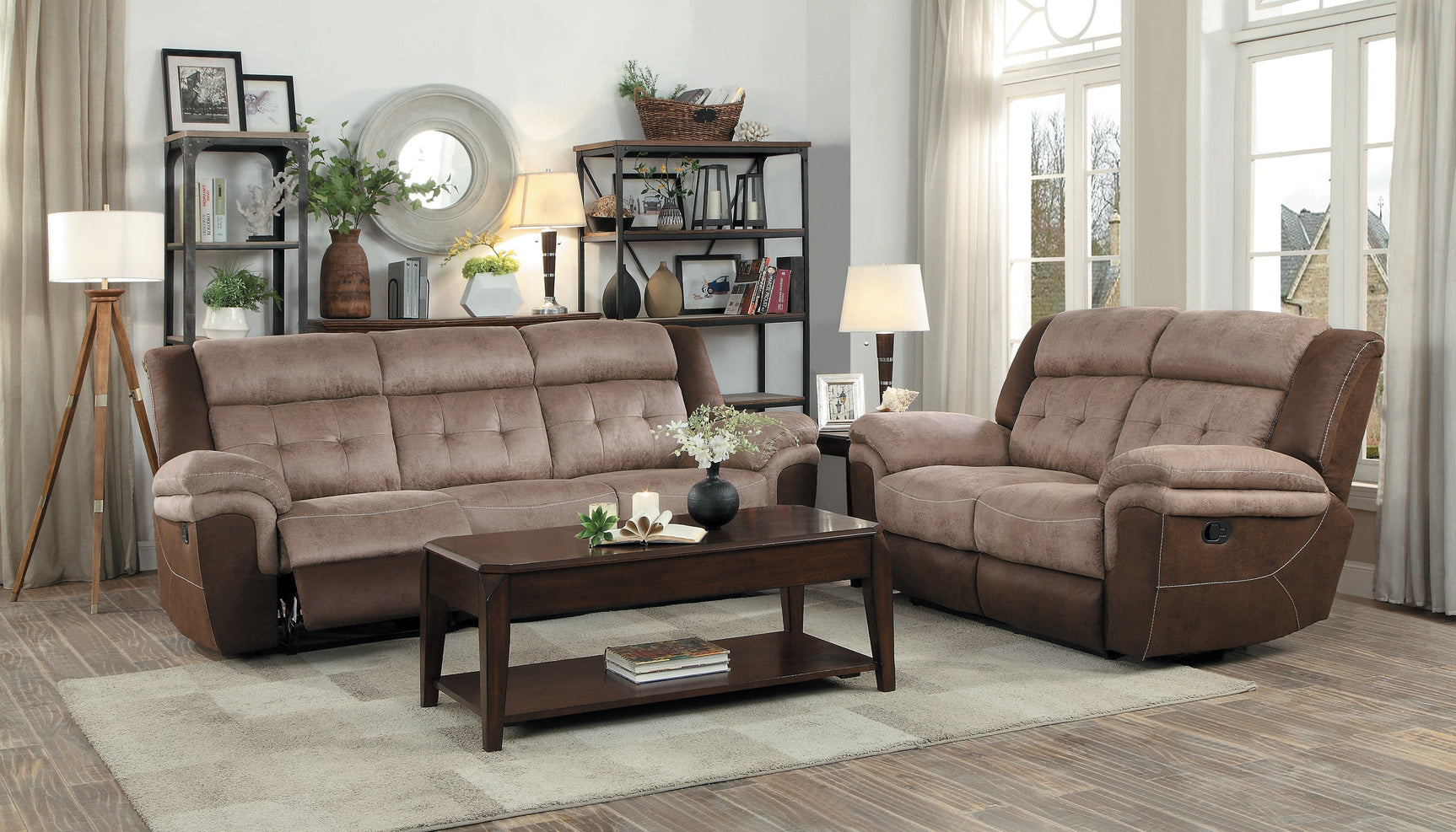 Chai Brown Double Reclining Sofa - Ornate Home