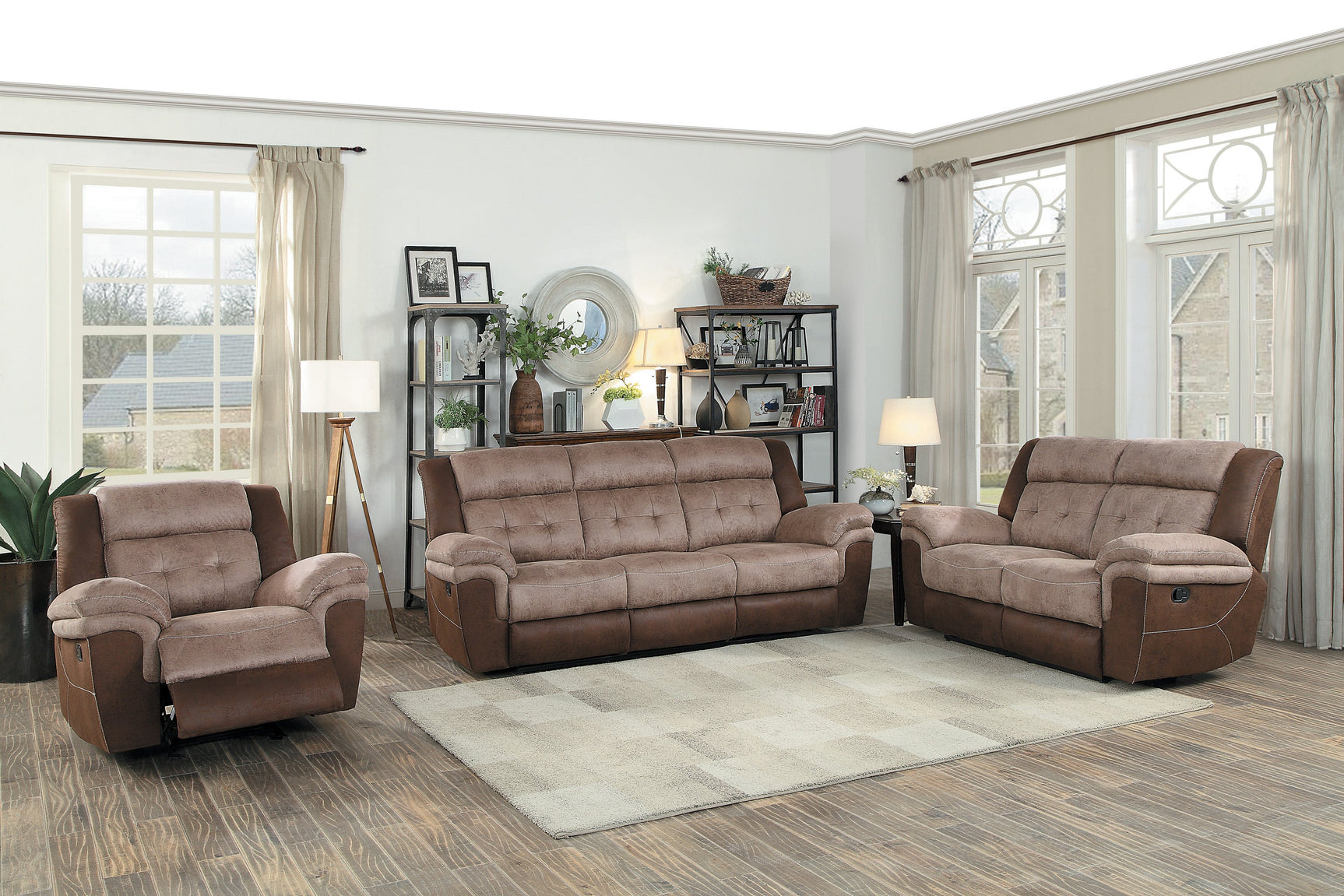 Chai Brown Double Reclining Sofa - Ornate Home