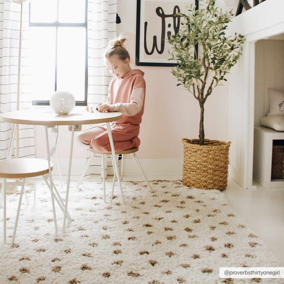 Chaia Dotted Cream & Brown Plush Rug - Ornate Home