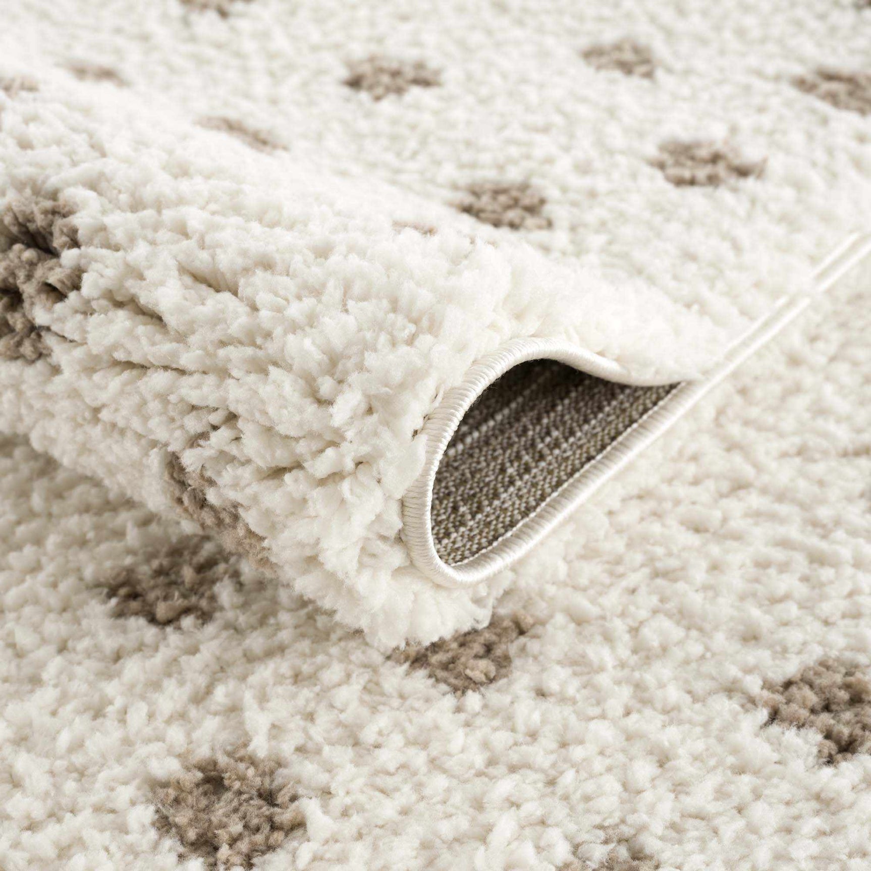 Chaia Dotted Cream & Brown Plush Rug - Ornate Home