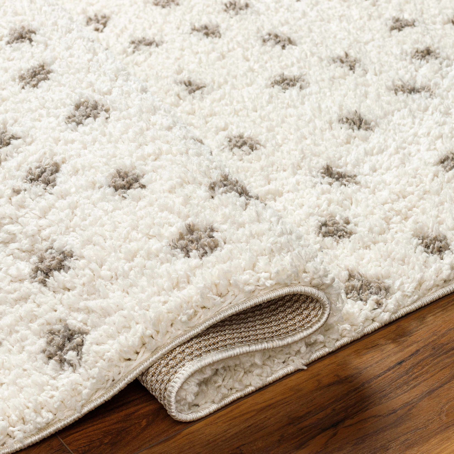 Chaia Dotted Cream & Gray Plush Area Rug - Clearance - Ornate Home