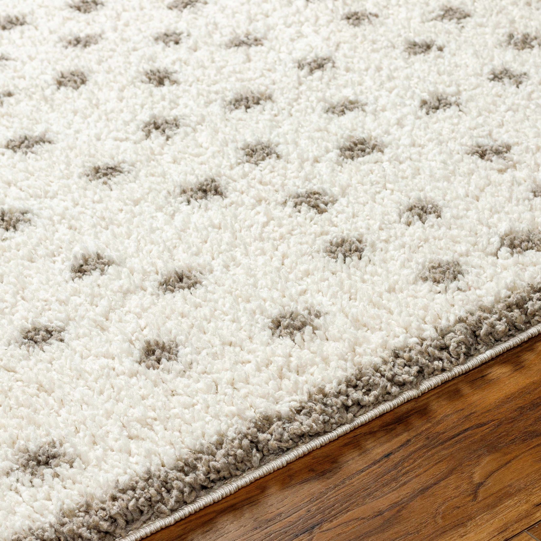 Chaia Dotted Cream & Gray Plush Area Rug - Clearance - Ornate Home