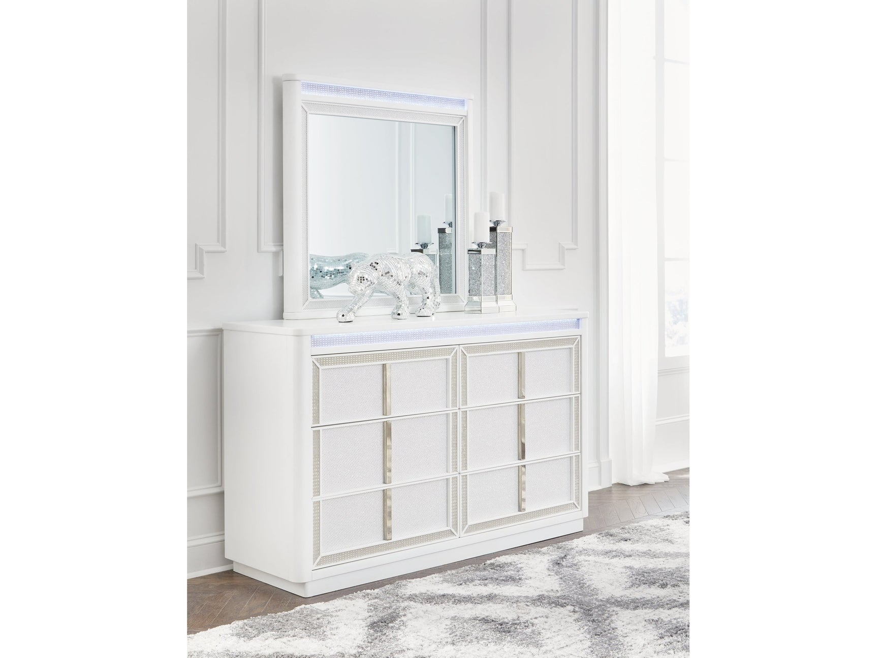 Chalanna White Dresser and Mirror - Ornate Home