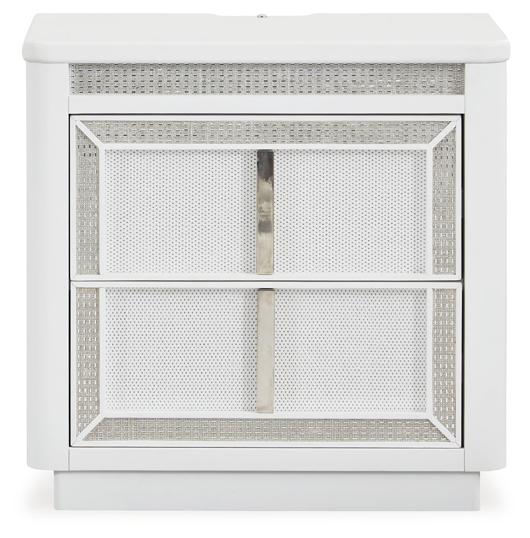 Chalanna White Queen Panel Storage Bedroom Set with Nightstand - Ornate Home