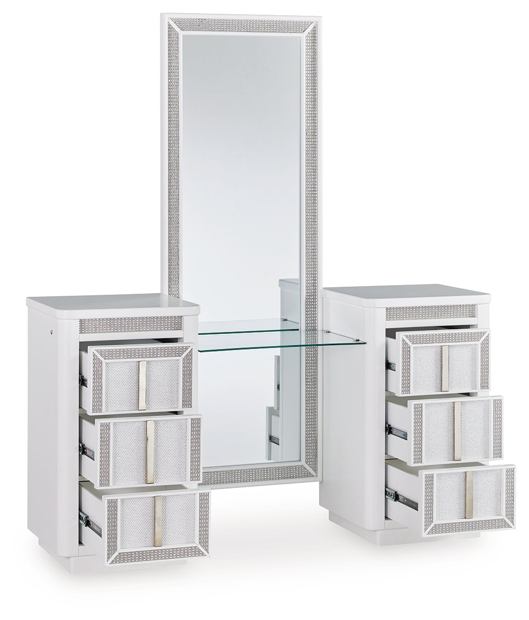 Chalanna White Vanity, Mirror and Stool (Online Special Price) - Ornate Home