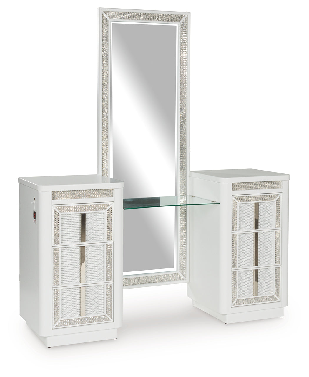 Chalanna White Vanity, Mirror and Stool - Ornate Home