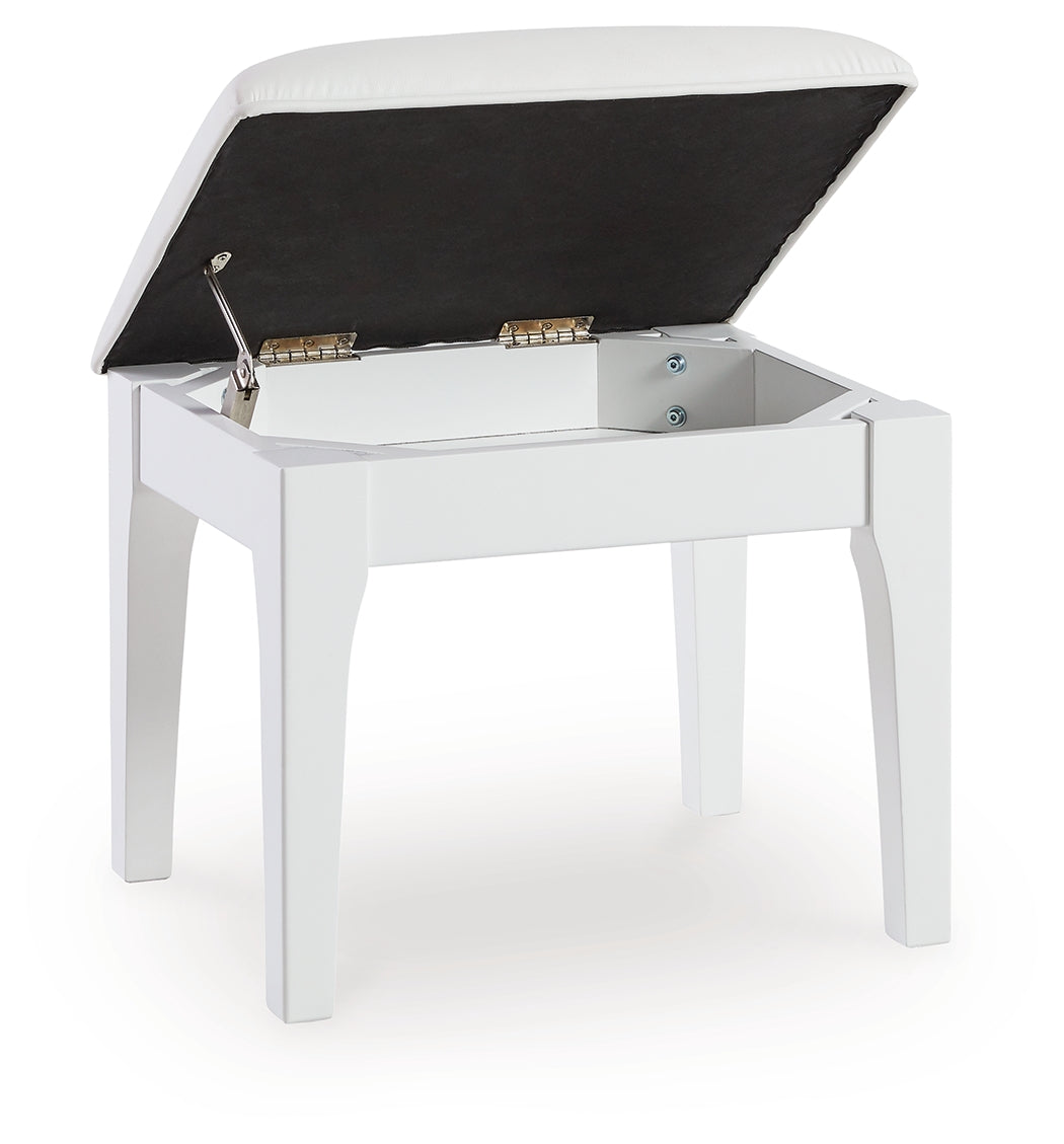 Chalanna White Vanity Stool (Online Special Price) - Ornate Home