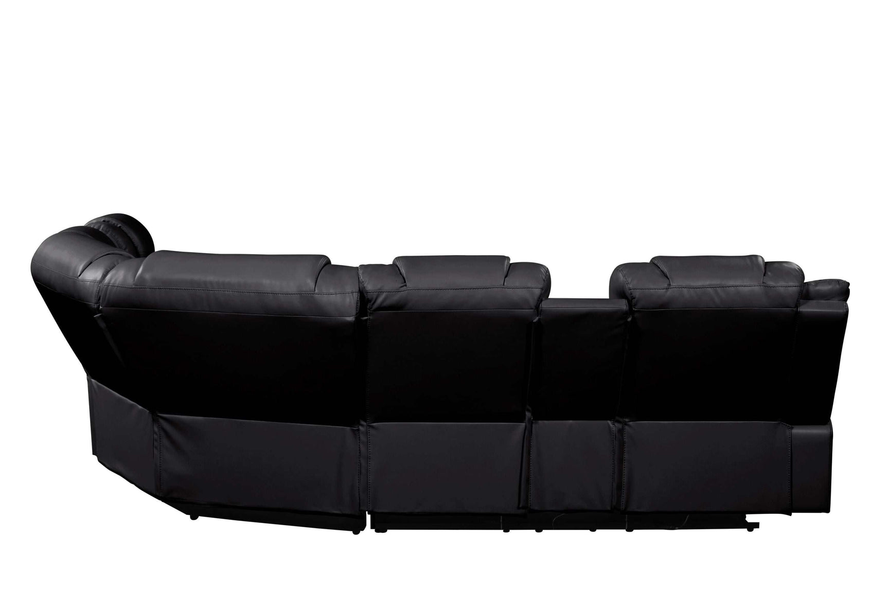 Challenger Black Faux Leather Reclining Sectional Sofa w/Built in USB-C Ports & Bluetooth - Ornate Home