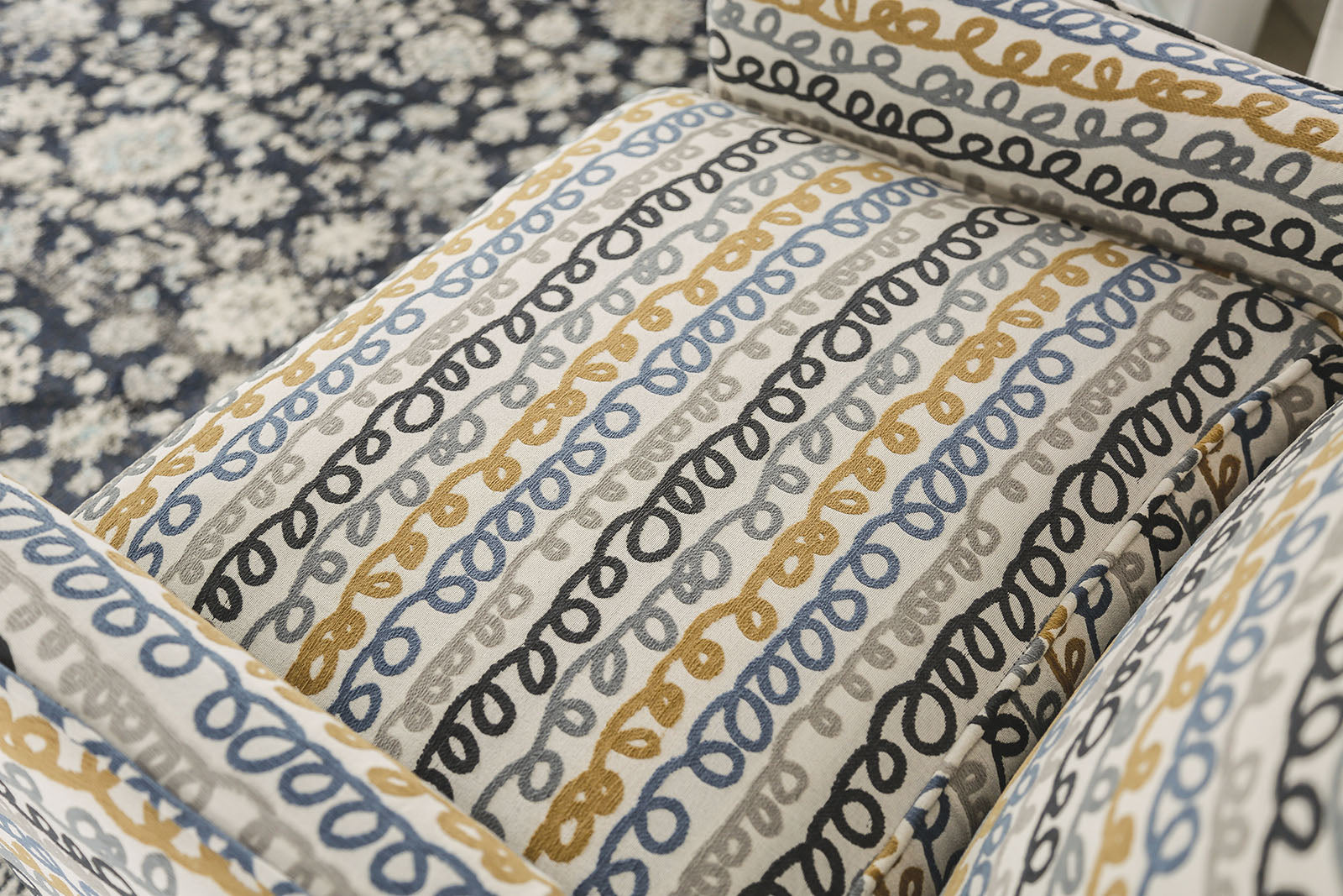 Chancery Gray/Navy Accent Chair - Ornate Home